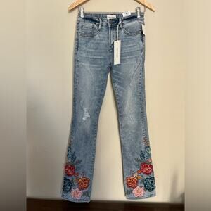 NWT Driftwood Kelly Floral Embroidered Bootcut Boho Denim jeans size 25